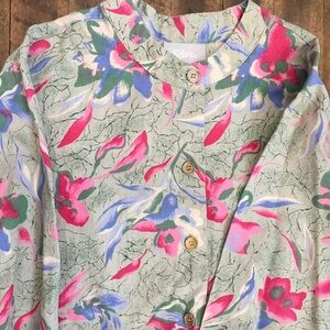 Vintage Blair Size XLG Floral Button-Up Shirt Polyester cotton blend